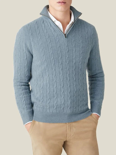 herren-dolomitgrau-kabelstrickpullover-mit-halbreißverschluss-edles-design-und-klassische-silhouette-für-gehobenen-stil