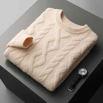 Herren Kaschmirpullover mit Textur, warm, elegant und hochwertig verarbeitet.