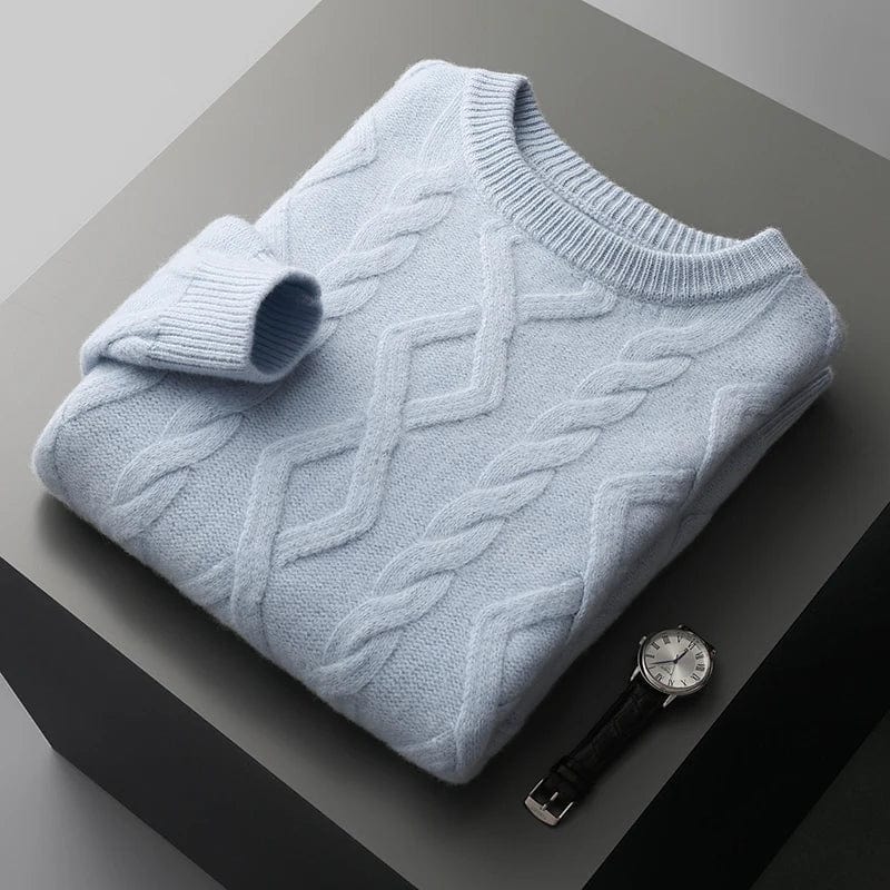 Herren Kaschmirpullover mit Textur, warm, elegant und hochwertig verarbeitet.