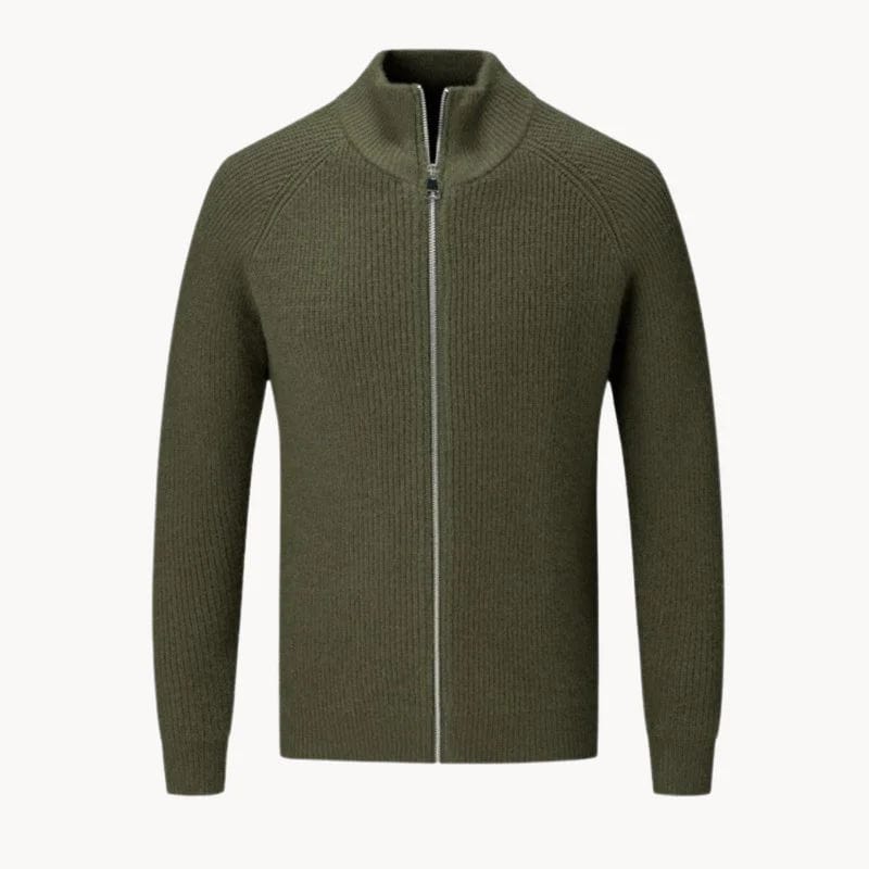 Eleganter Kaschmirpullover für Herren mit Reißverschluss, stilvoll und bequem.