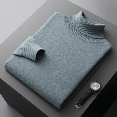 Rollkragenpullover aus 100% Merinowolle, elegant, warm und atmungsaktiv.