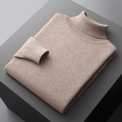 Rollkragenpullover aus 100% Merinowolle, elegant, warm und atmungsaktiv.