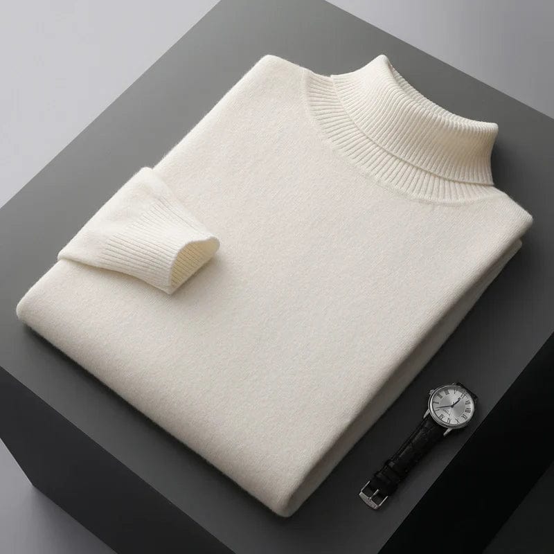 Rollkragenpullover aus 100% Merinowolle, elegant, warm und atmungsaktiv.