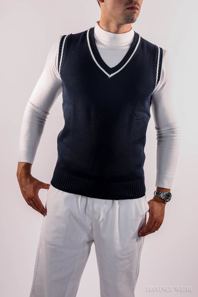 Davinci - Men's knitted vest with V-neck -08