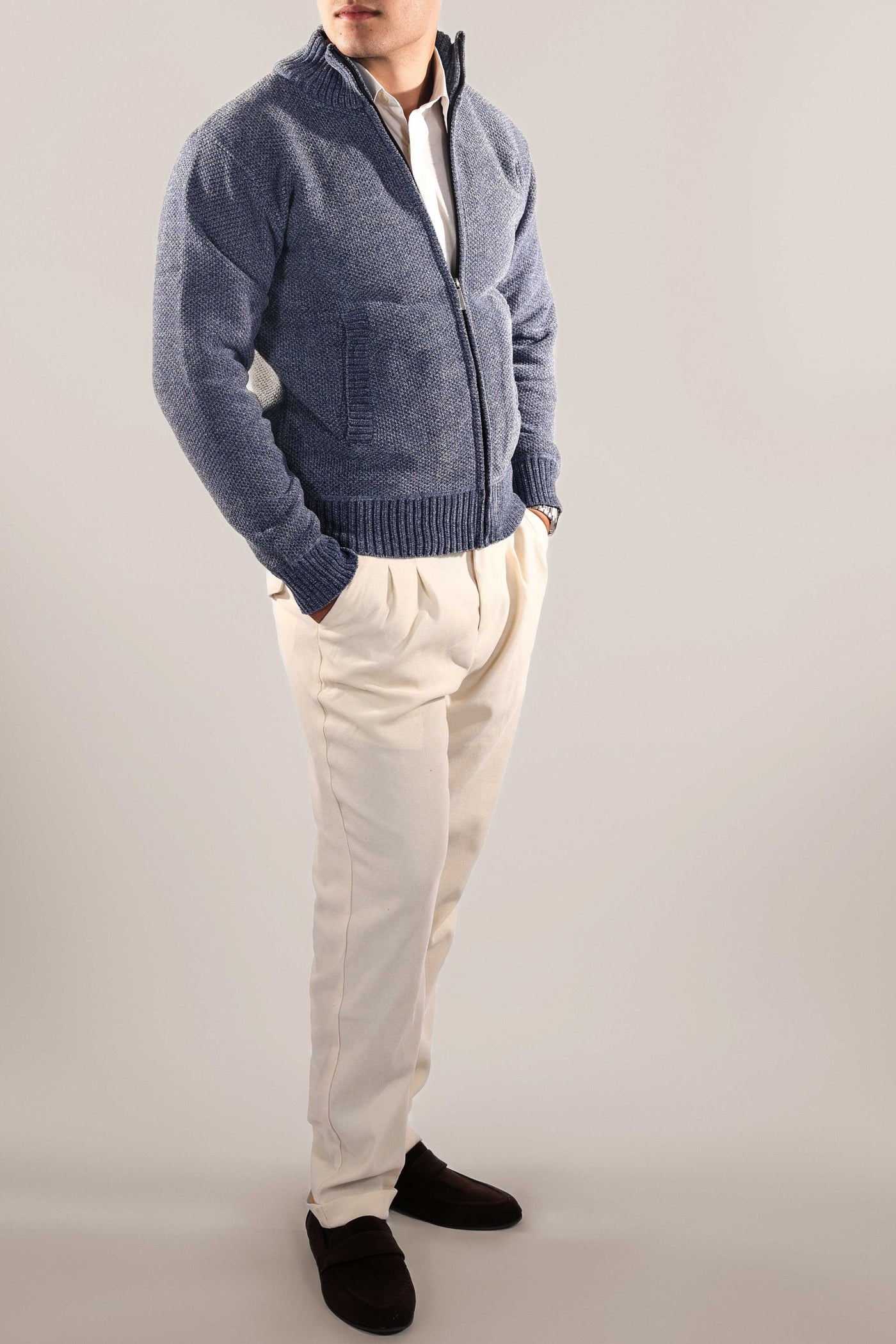 Davinci - Men's cardigan with zipper