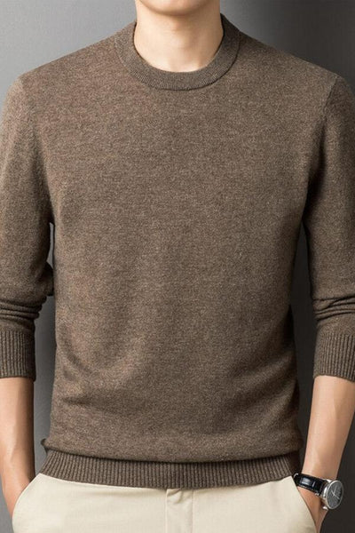 men's-brown-cashmere-sweater-with-round-neck-model-exudes-timeless-elegance