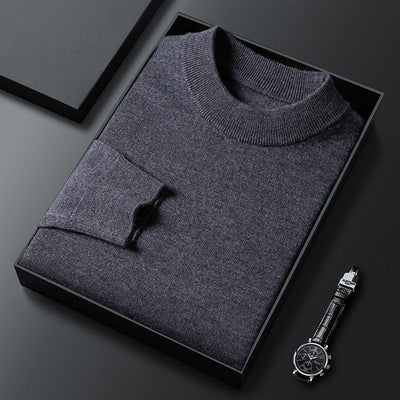 Grey men's turtleneck sweater in an elegant and timeless style