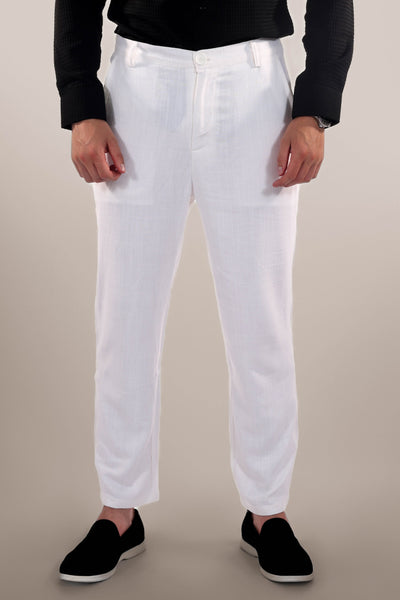 Davinci - Linen trousers white 100% linen - 01