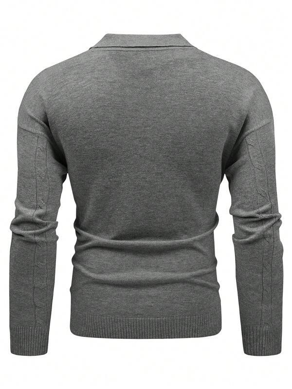 Men's-grey-cashmere-sweater-with-button-front-and-collar-vintage-elegance