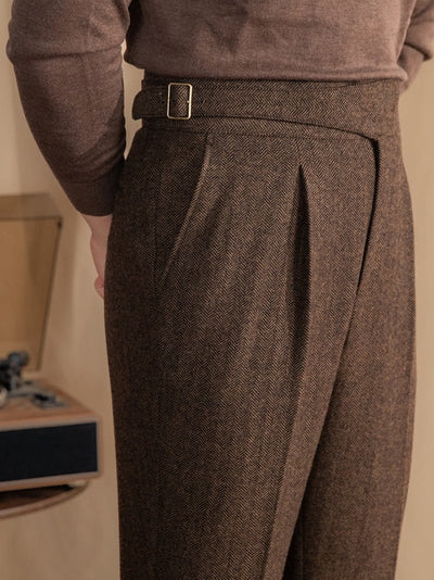 Davinci - Pleated trousers in alpine wool blend