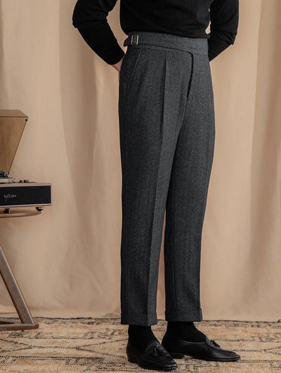 Davinci - Pleated trousers in alpine wool blend