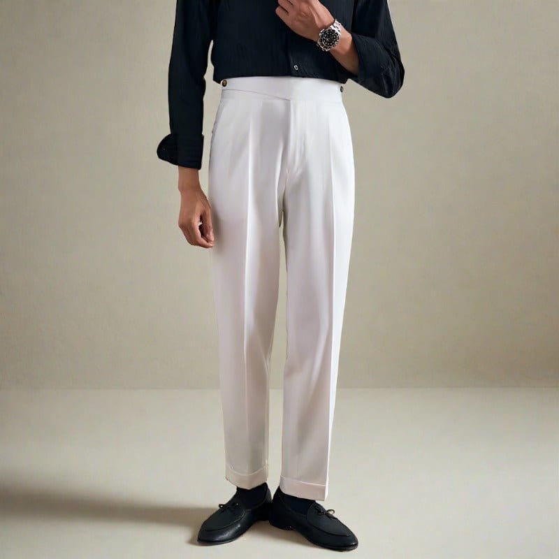 men's-high-waisted-cream-pants-with-double-button-fastening-model-exudes-timeless-elegance