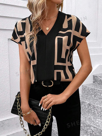 feminine-blouse-with-geometric-print-and-v-neckline-in-elegant-design