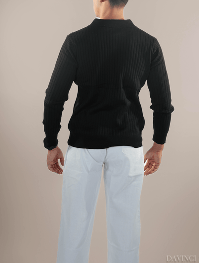 Davinci - Ribbed long sleeve polo shirt