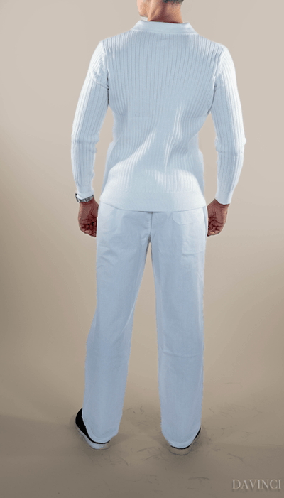 Davinci - Ribbed long sleeve polo shirt