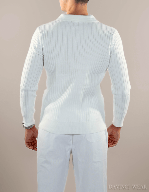 Davinci - Ribbed long sleeve polo shirt