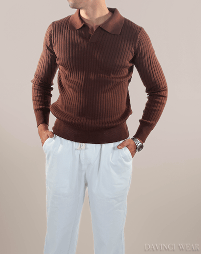 men's-ribbed-cashmere-polo-with-long-sleeves-in-brown