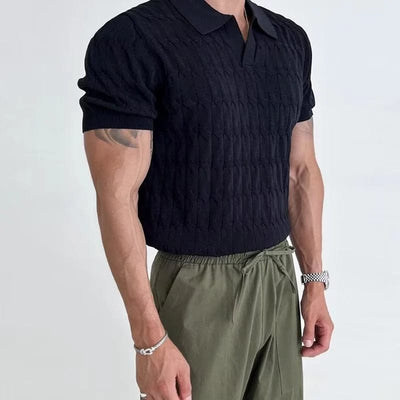 Men's-black-knitted-polo-shirt-elegant-style-timeless-comfort