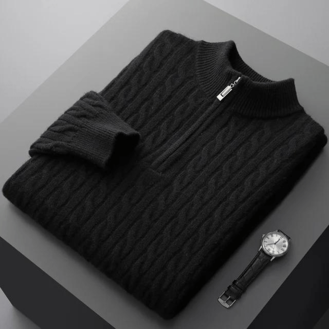 men's-cashmere-sweater-black-with-half-zip-design-timeless-elegance-gives-refined-appeal