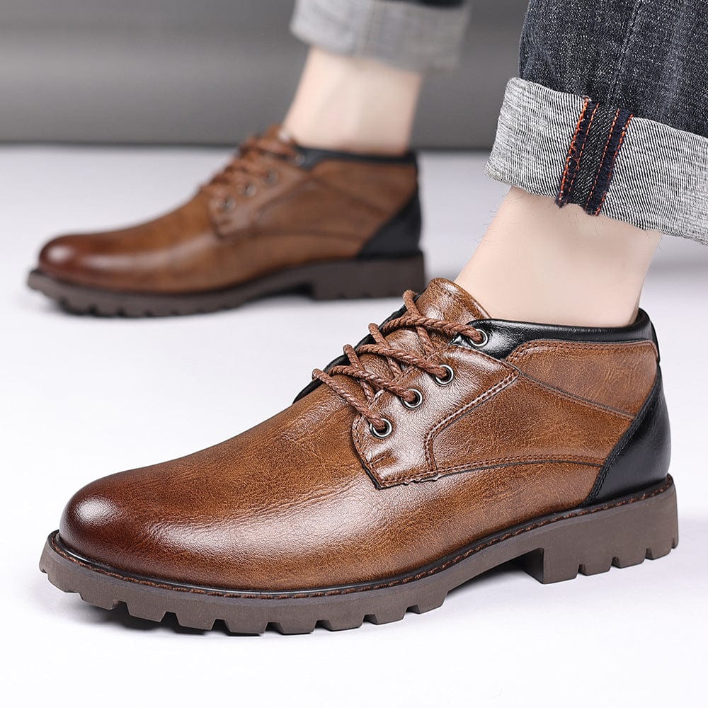 Brown-leather-boots-with-black-details-and-robust-sole-casual-and-durable-design