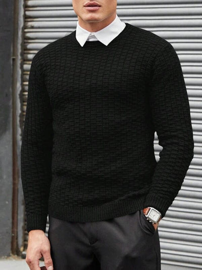 Men's-black-sweater-with-textured-pattern-elegant-style-vintage-inspired