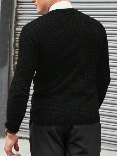 Men's-black-sweater-with-textured-pattern-elegant-style-vintage-inspired