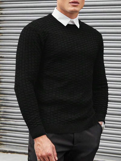 Men's-black-sweater-with-textured-pattern-elegant-style-vintage-inspired