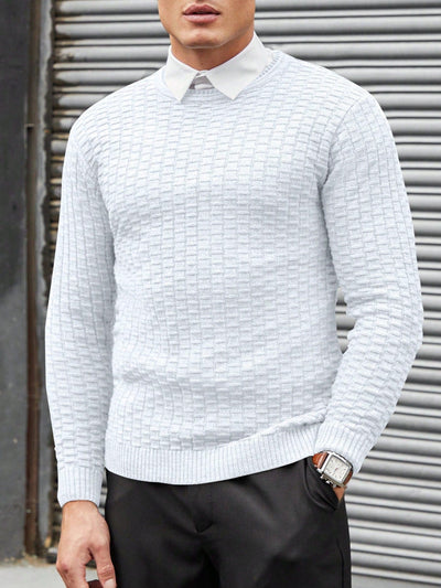 Men's-white-pullover-with-textured-pattern-elegant-style-vintage-inspired