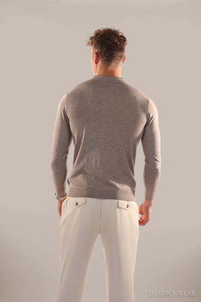 Davinci - Long-sleeved polo shirt in fabric