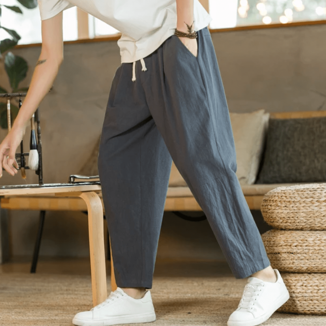 Men's casual linen summer trousers in a loose fit