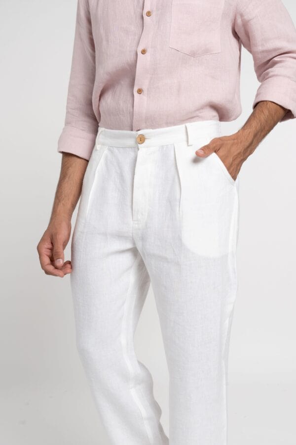 Davinci - Linen trousers (Angora white)