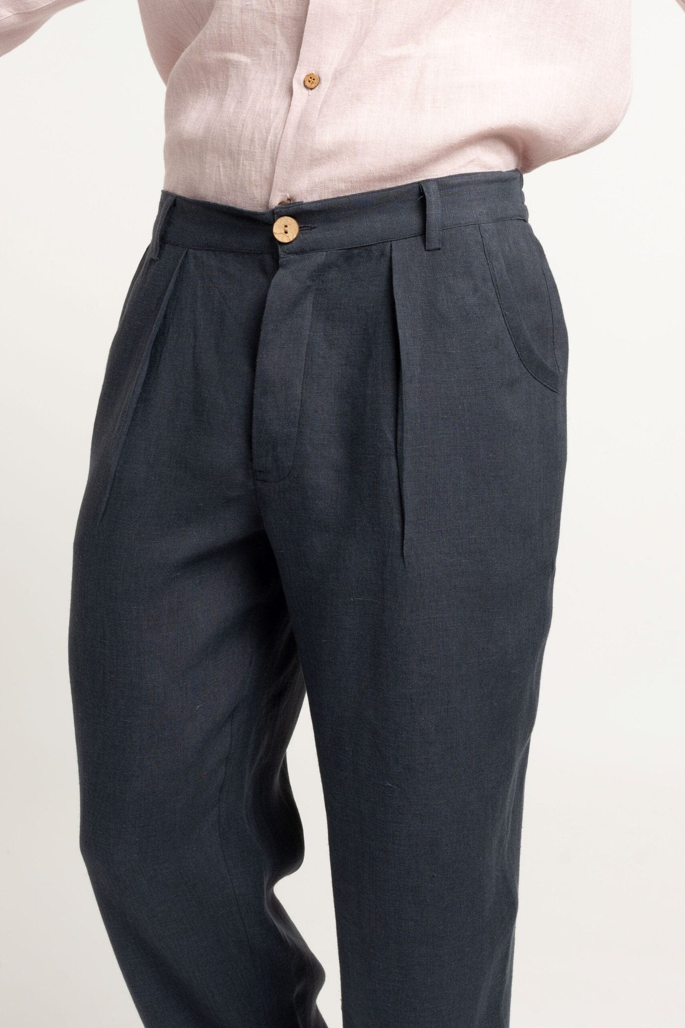 Davinci linen trousers (Stormy Blue)