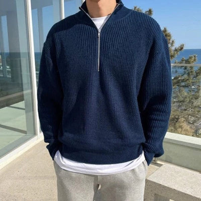 men's-navy-blue-half-zip-sweater-knit-design-classic-and-casual-look-for-cool-days