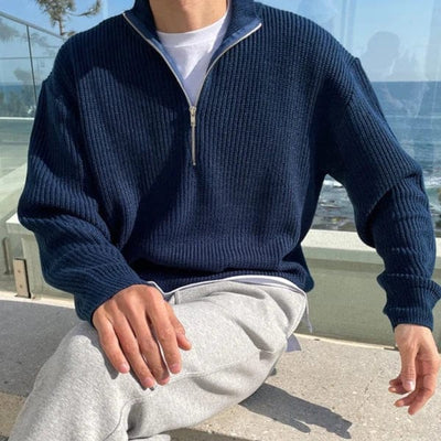 men's-navy-blue-half-zip-sweater-knit-design-classic-and-casual-look-for-cool-days