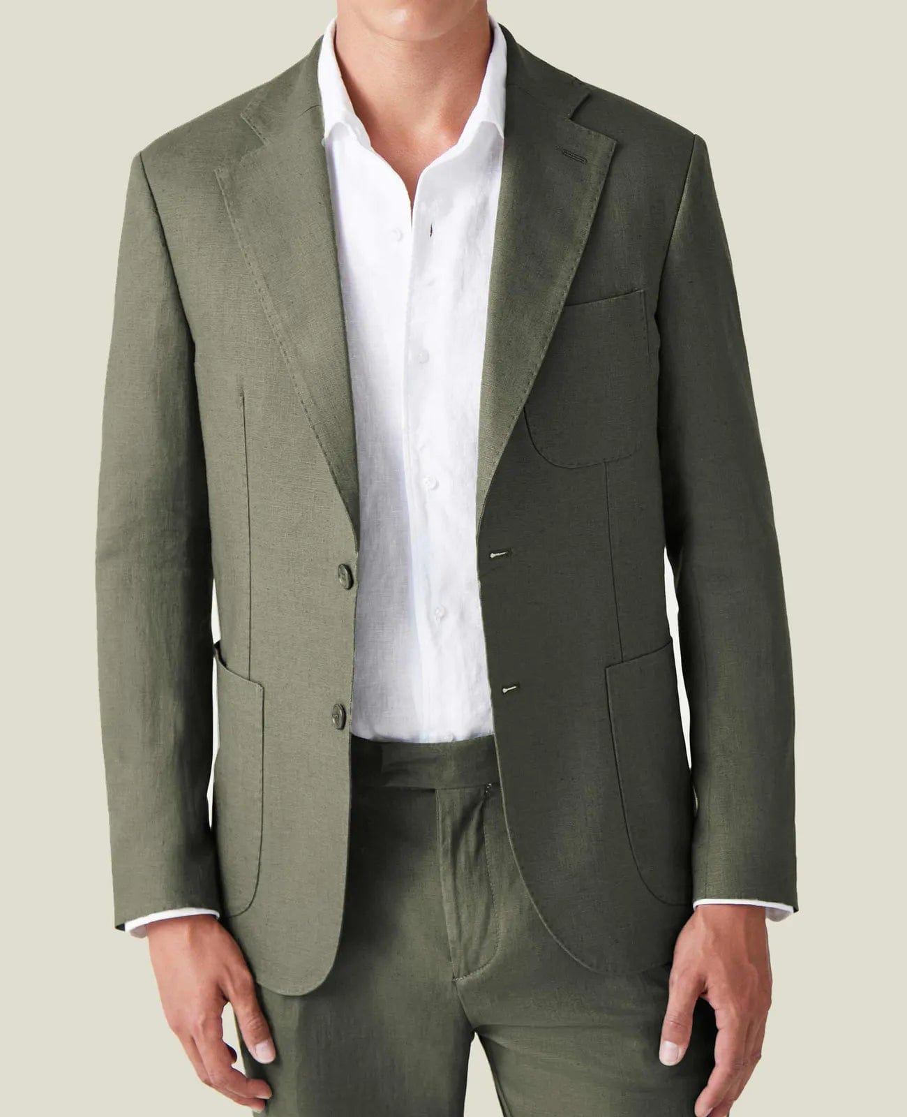 Men's-olive-green-linen-suit-with-a-timeless-look-and-classic-cut