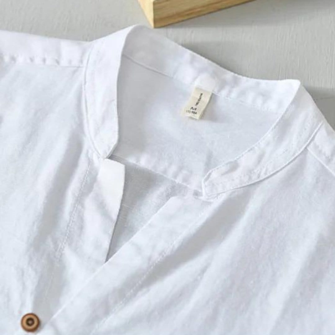 men's-white-linen-shirt-with-stand-up-collar-and-classic-button-front-lightweight-and-elegant-design