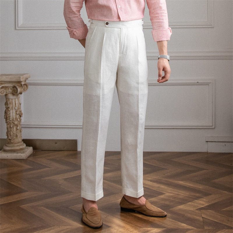 men's-linen-pants-white-classic-style-model-exudes-elegance