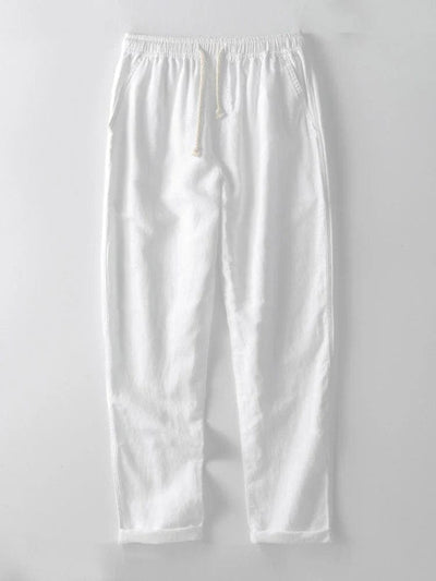 men's-white-linen-pants-with-elegant-waistbands-and-loose-cut-model-offers-timeless-comfort.