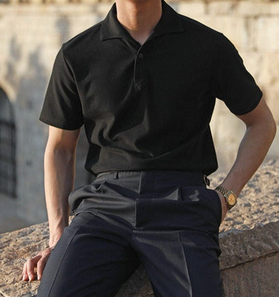 Men's-sorrento-polo-shirt-in-black-with-lightweight-fabric-for-summer