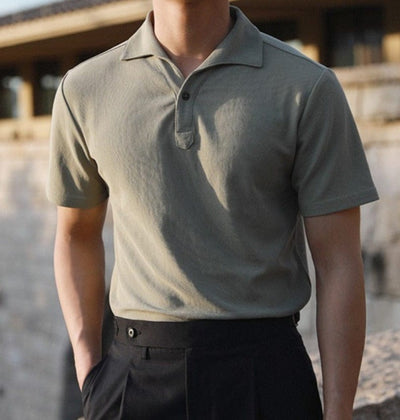 Men's-sorrento-polo-shirt-in-olive-green-with-lightweight-fabric-for-summer