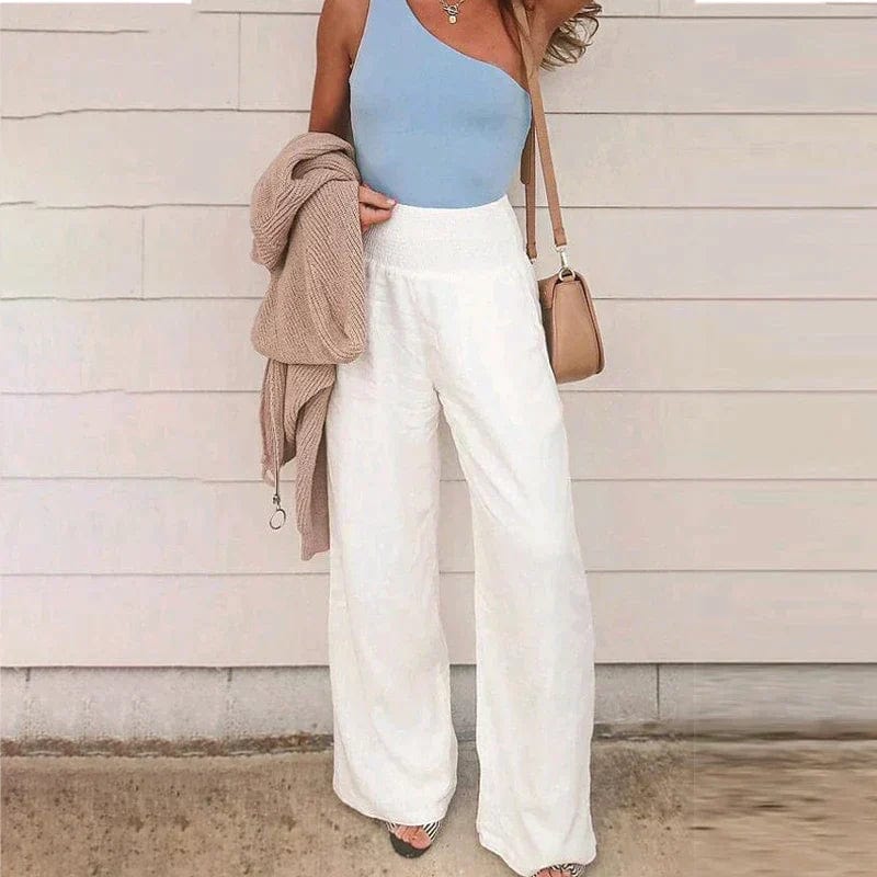 white-wide-linen-trousers-with-high-waist-elastic-waistband-relaxed-summer-style