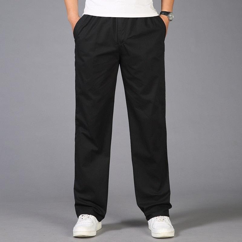 Men's-elegant-straight-cut-black-trousers-with-narrow-waistband