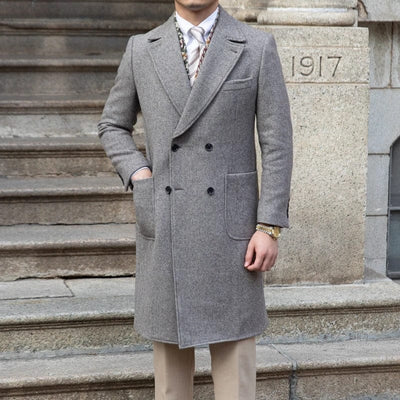 Men's-double-buttoned-wool-coat-in-classic-grey-with-overcut-shoulders-and-elegant-reverse-for-a-timeless-look