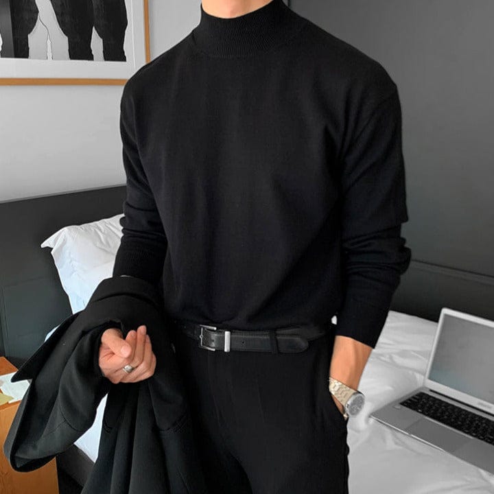 Men's black turtleneck sweater-elegant-vintage-old-geld-inspired-outfit-minimalist-design