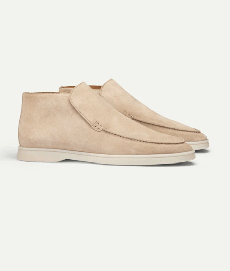 Beige suede loafers casual design