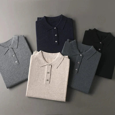 homme polo tricot-plis-classique-design-élégant-posé