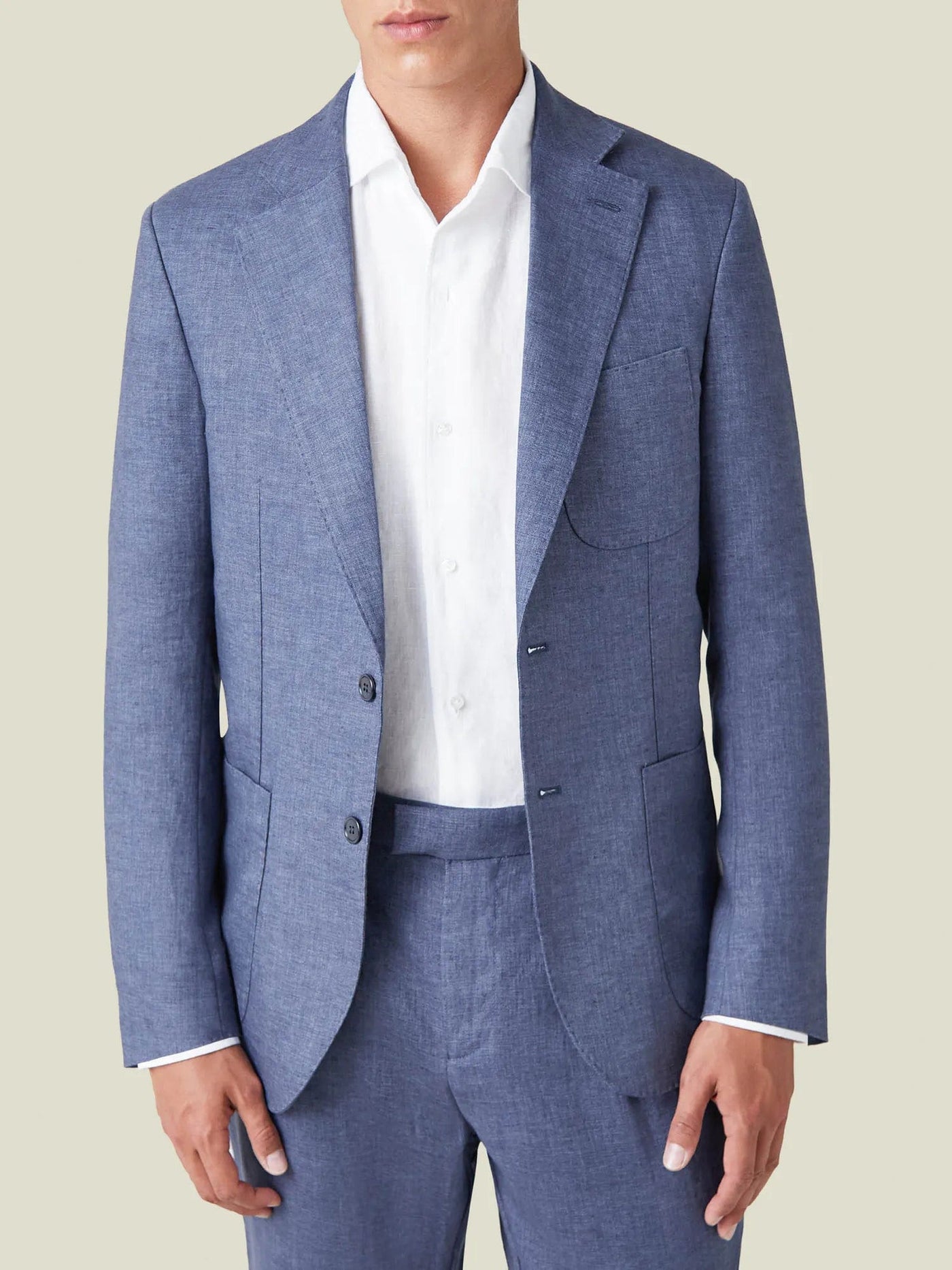 Veste en lin bleu à taille légère pour homme, coupe classique et design moderne