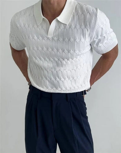 Polo tricoté blanc pour hommes-look élégant-esthétique intemporelle