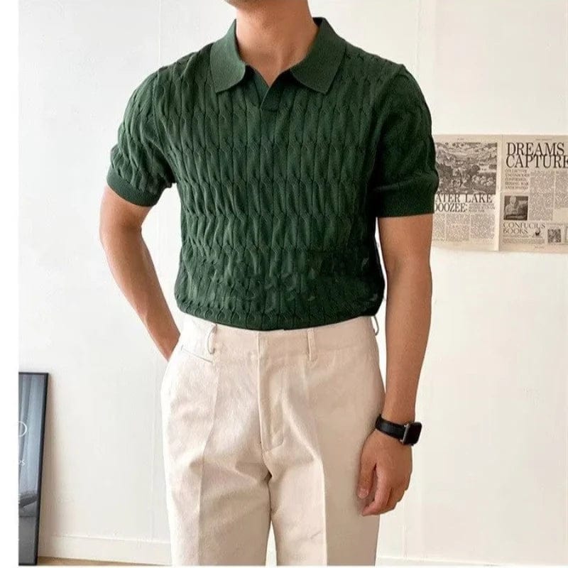 Polo tricoté vert pour hommes-design-inspiré-vintage-légant-regard