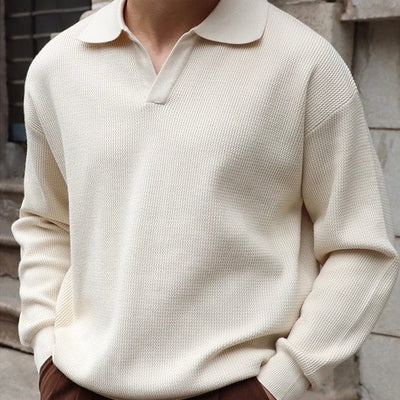 pull-over-homme-col-polo-coupe-décontractée-maille-douce-élégance-classique